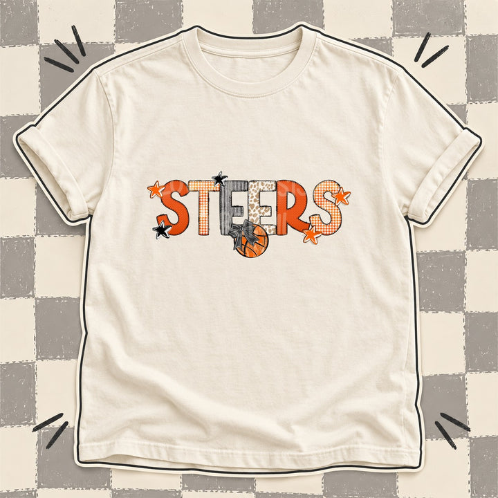 Steers Mixed Doodle Basketball Mascots – Hoops Houndstooth DTF transfer mockup