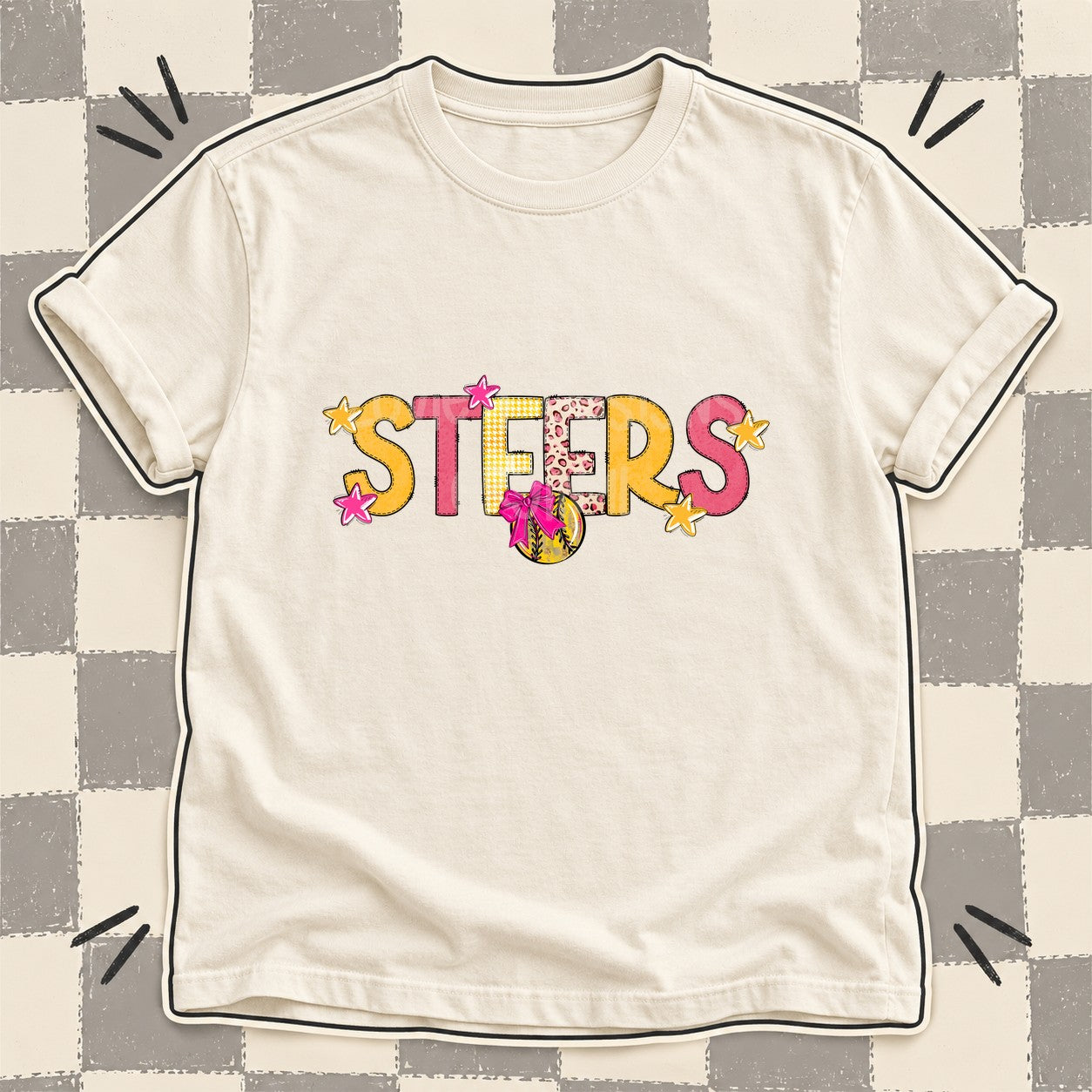 Mixed Doodle Softball Mascots – Stitched Softball Steers design
