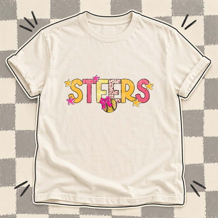 Steers Mixed Doodle Softball Mascots – Stitched Softball DTF transfer mockup