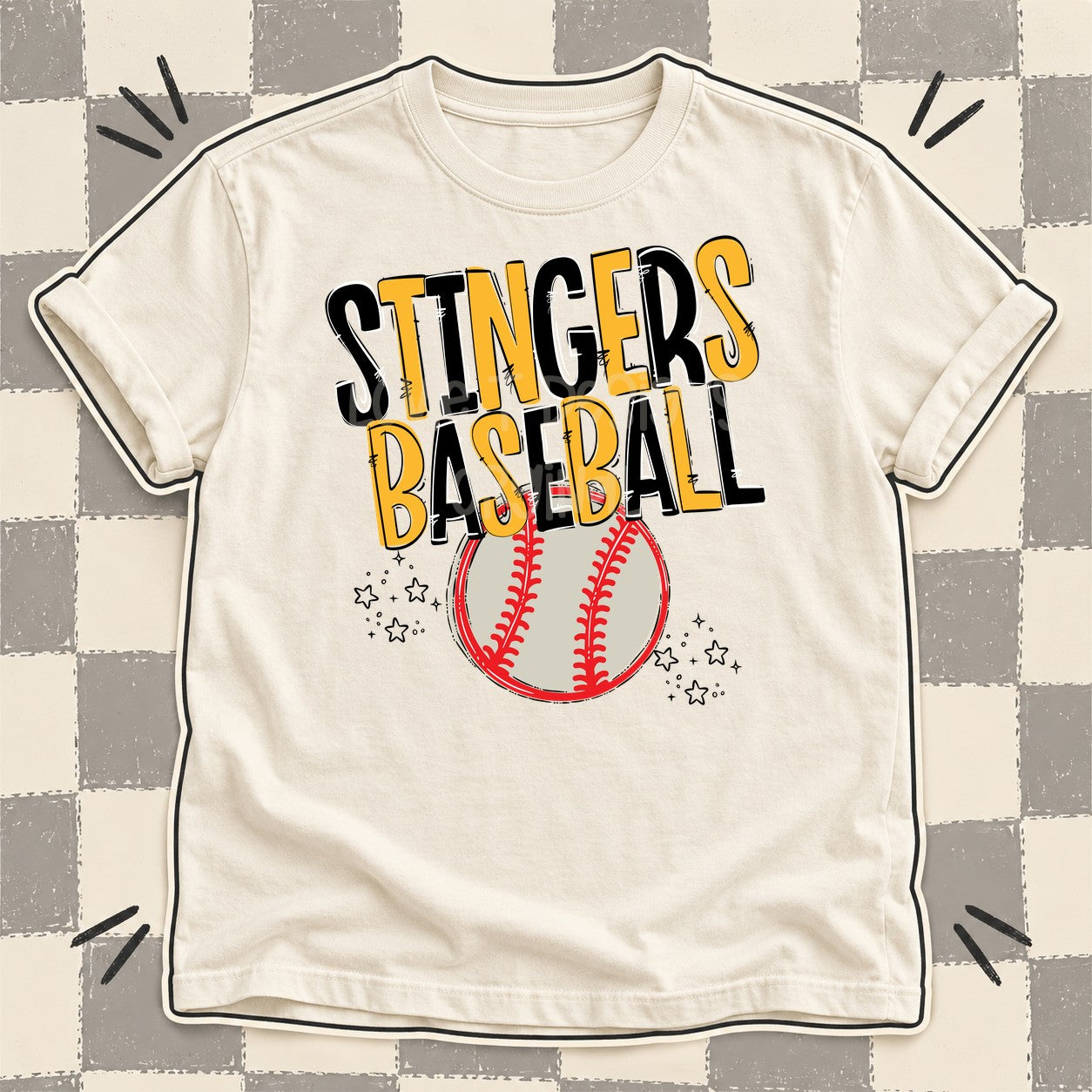 Team Go Baseball Mascots Stingers Black Yellow Gold design