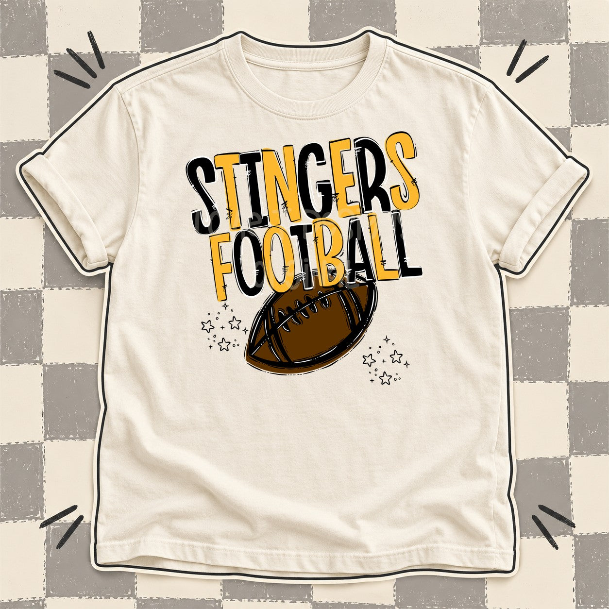 Team Go Football Mascots Stingers Black Yellow Gold design