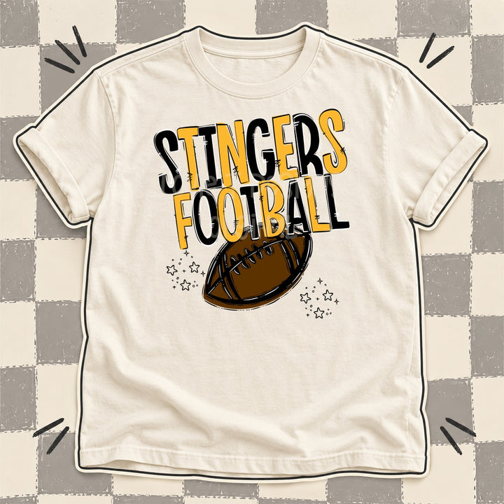 Stingers Black Yellow Gold Team Go Football Mascots DTF transfer mockup