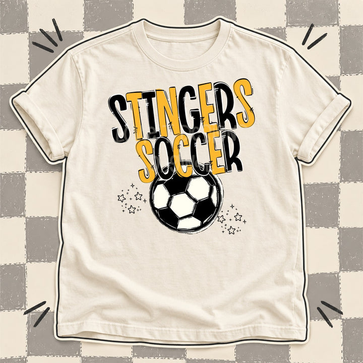Stingers Black Yellow Gold Team Go Soccer Mascots DTF transfer mockup