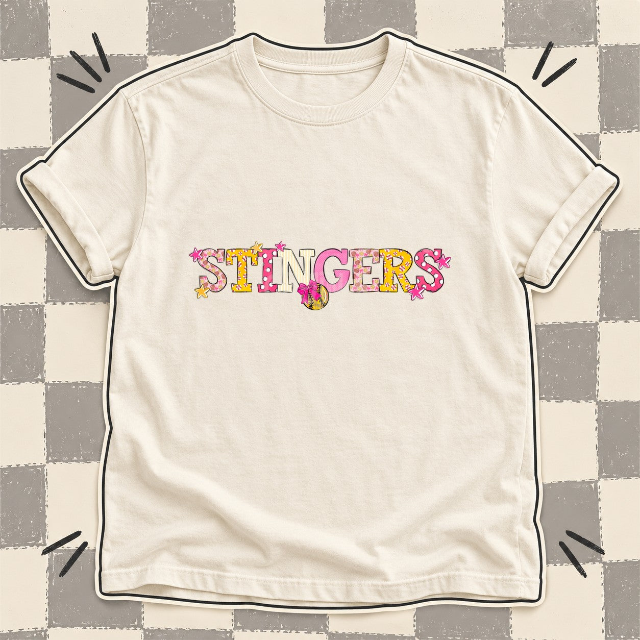 Mixed Doodle Softball Mascots – Sweet Softball Stingers design