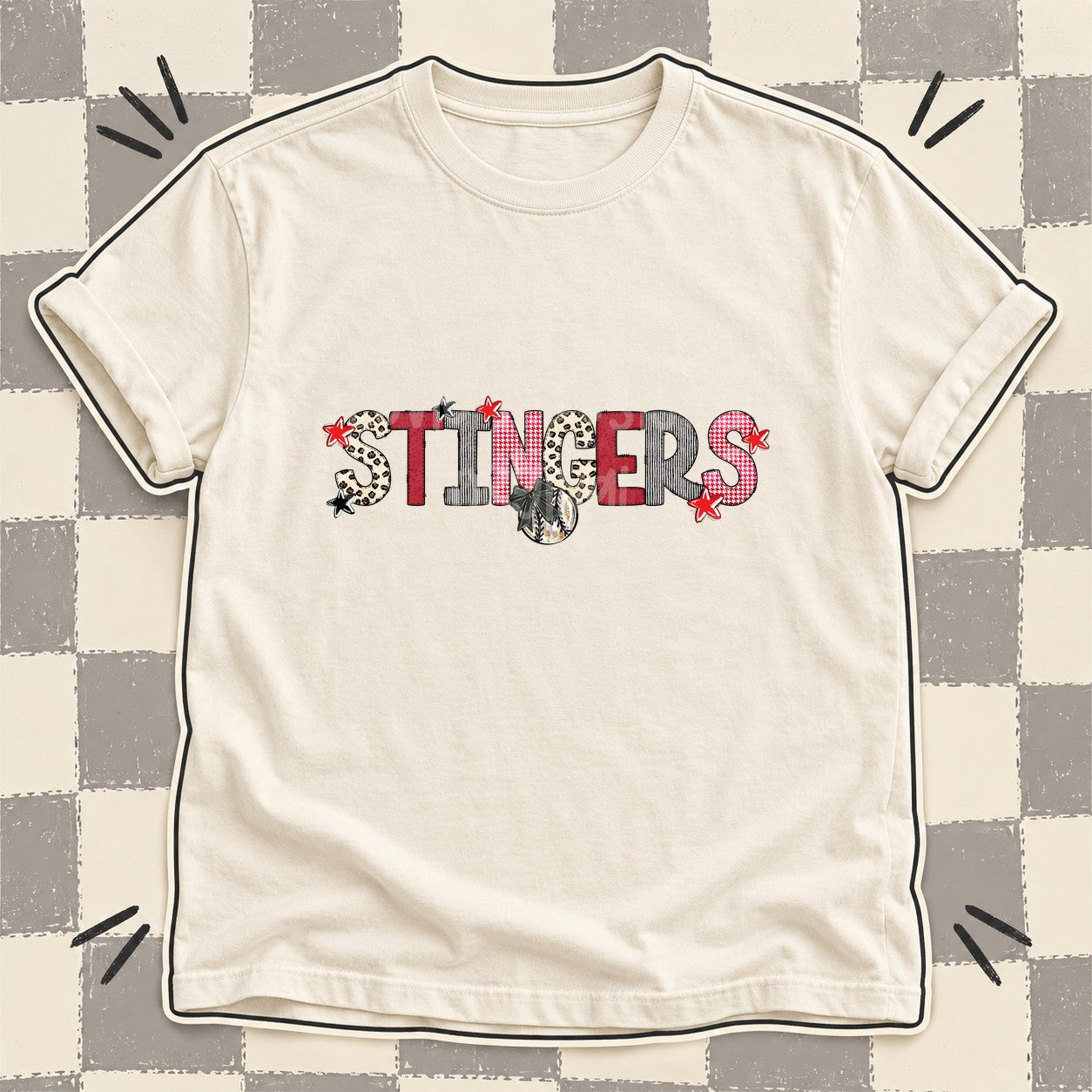 Mixed Doodle Baseball Mascots – Stitched Ballpark Stingers design