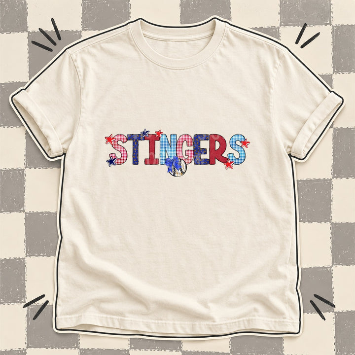 Stingers Mixed Doodle Baseball Mascots – Red and Royal DTF transfer mockup