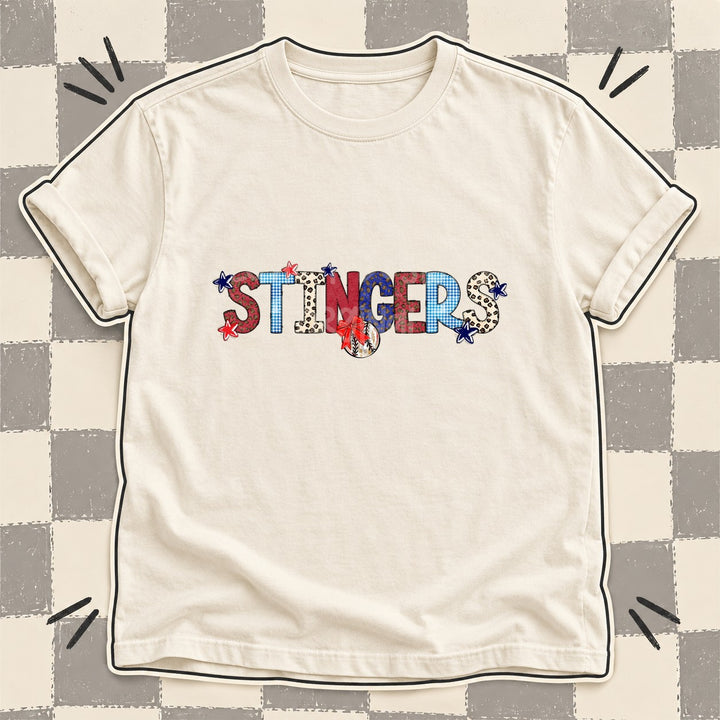 Stingers Mixed Doodle Baseball Mascots – Leopard Red Navy DTF transfer mockup