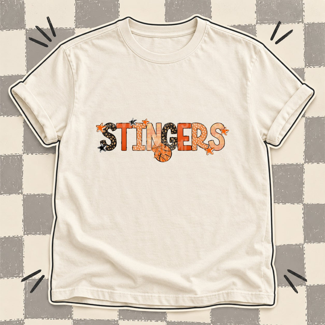 Stingers Mixed Doodle Basketball Mascots – Leopard Court DTF transfer mockup