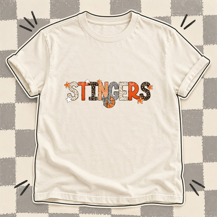 Stingers Mixed Doodle Basketball Mascots – Orange and Brown DTF transfer mockup