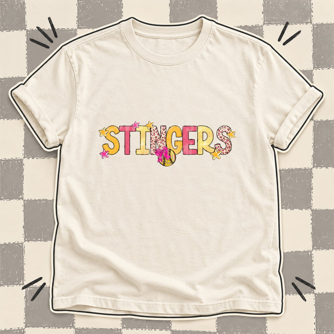 Stingers Mixed Doodle Softball Mascots – Stitched Softball DTF transfer mockup