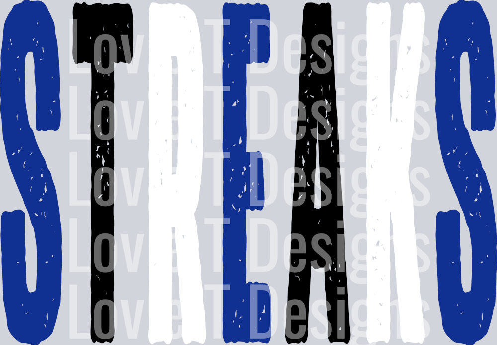 STREAKS ROYAL BLUE BLACK AND WHITE OVERISIZED GRUNGE MASCOT
