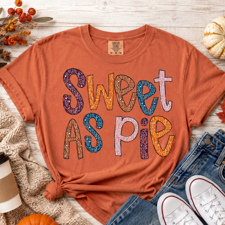 Sweet as Pie Thanksgiving DTF transfer shown on apparel