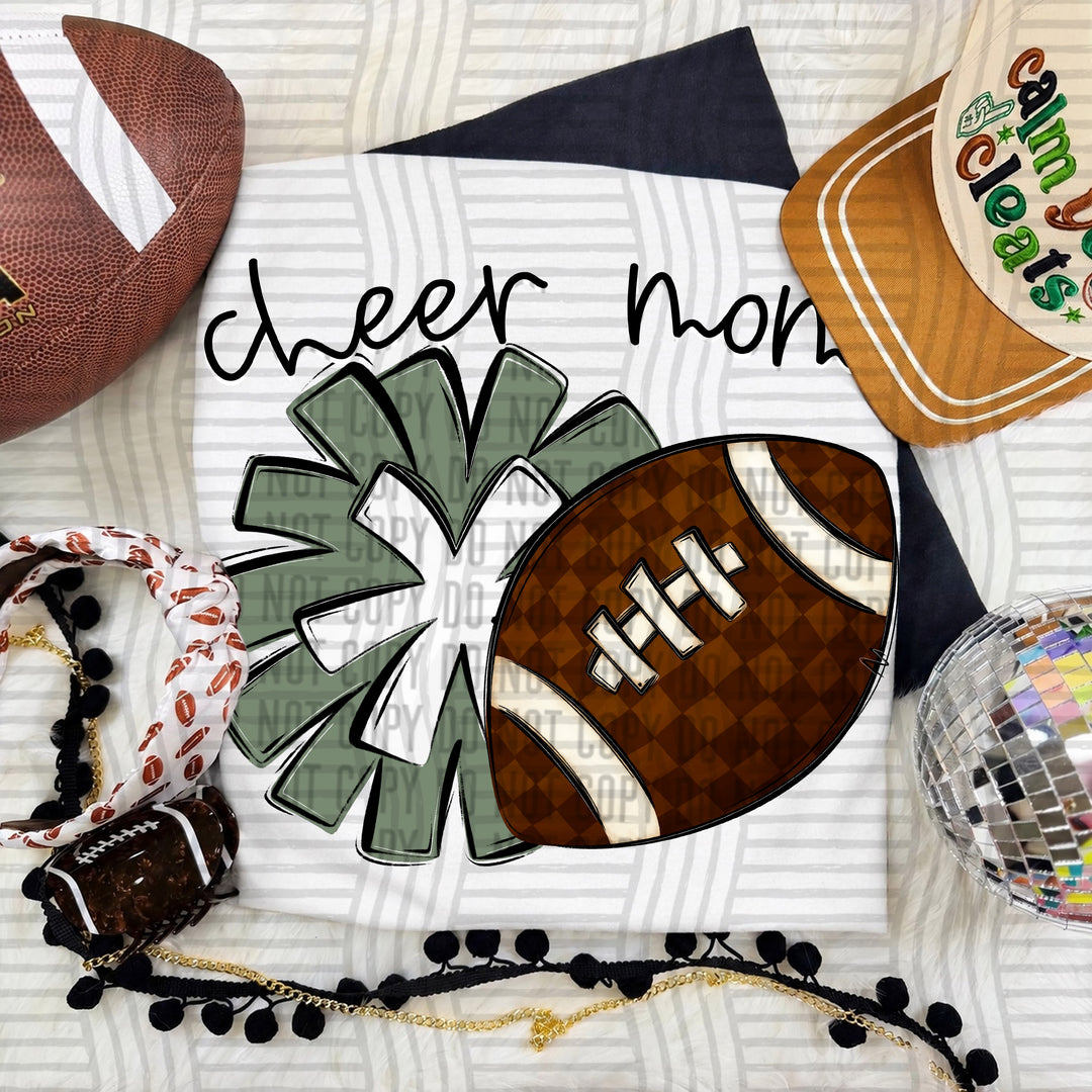Cheer Mom DTF transfer in Sage & White