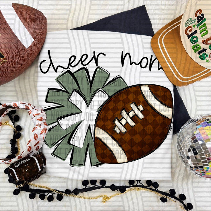 Cheer Mom DTF transfer in Sage & White