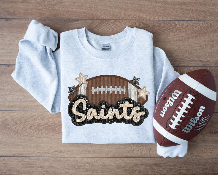 SAINTS FOOTBALL FAUX APPLIQUE
