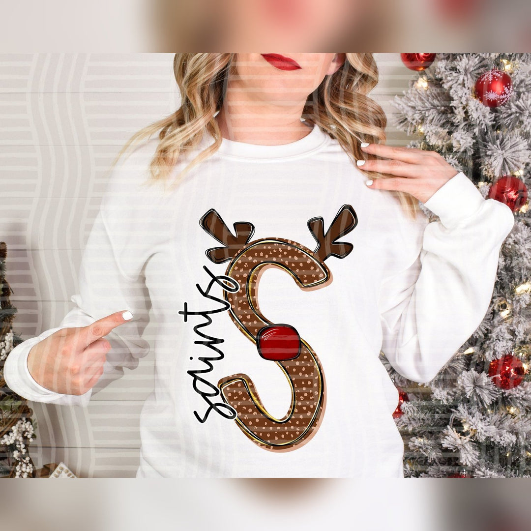 Saints Deer Antler Initial Mascots DTF transfer
