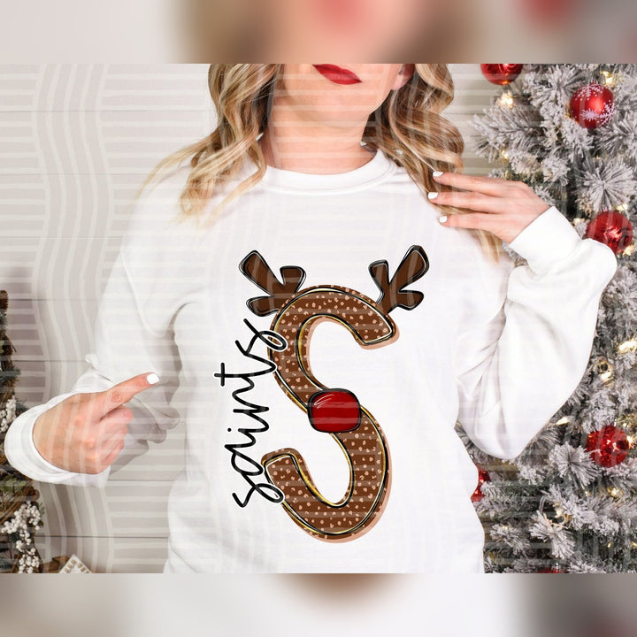 Saints Deer Antler Initial Mascots DTF transfer