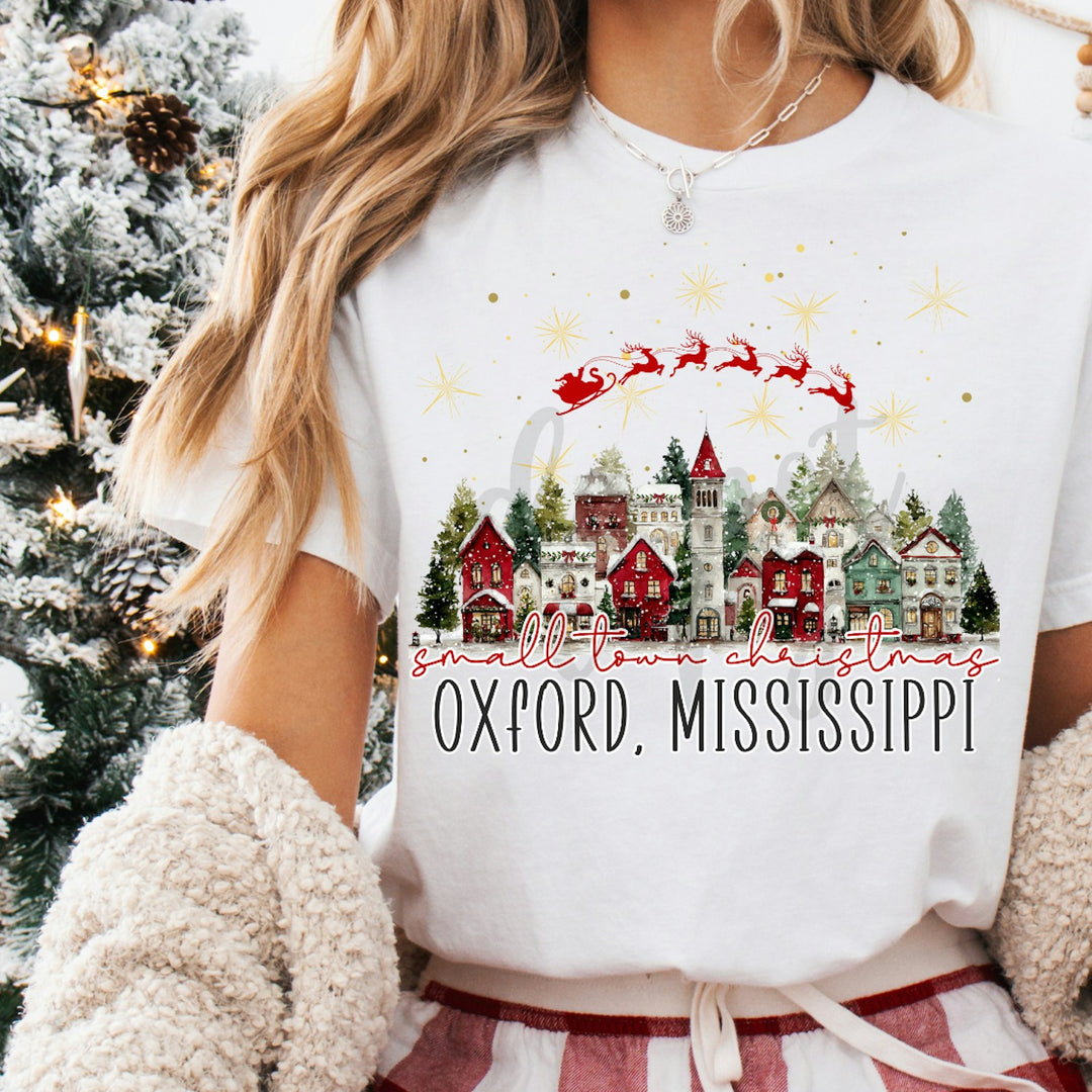 Small Town Christmas Sleigh customizable DTF transfer mockup