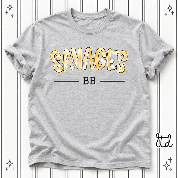 Savages BB Black Yellow Gold Gingham School Spirit DTF transfer