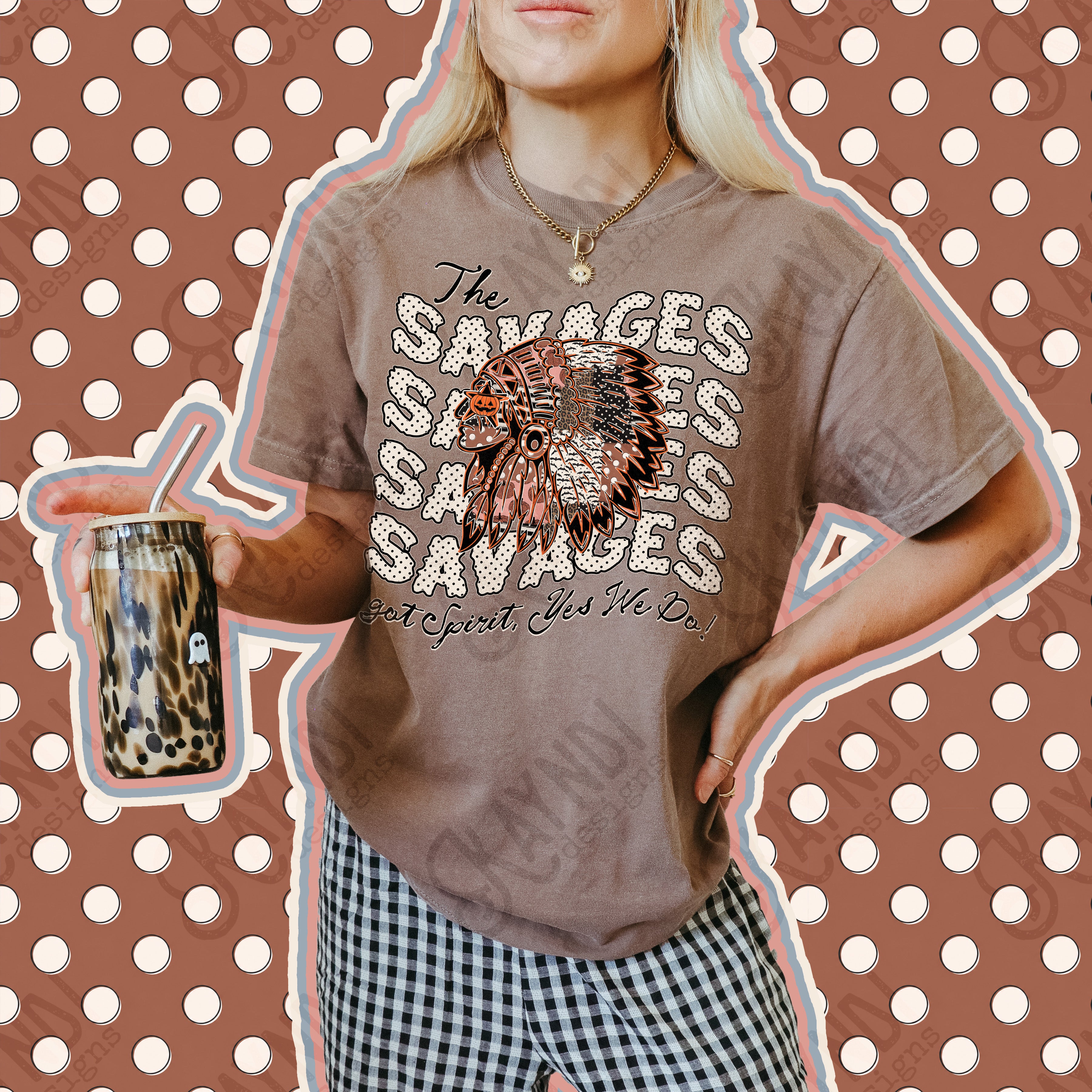 Patchwork Pumpkin Spirit Mascots Savages design