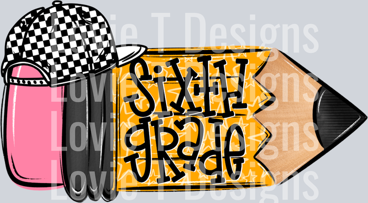 School Pencil Doodle Boy SixthGrade