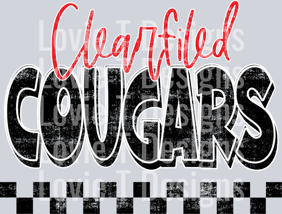 School Spirit Grunge CLEARFIELD COUGARS
