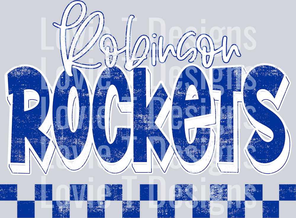 School Spirit Grunge ROBINSON ROCKETS ROYAL AND WHITE