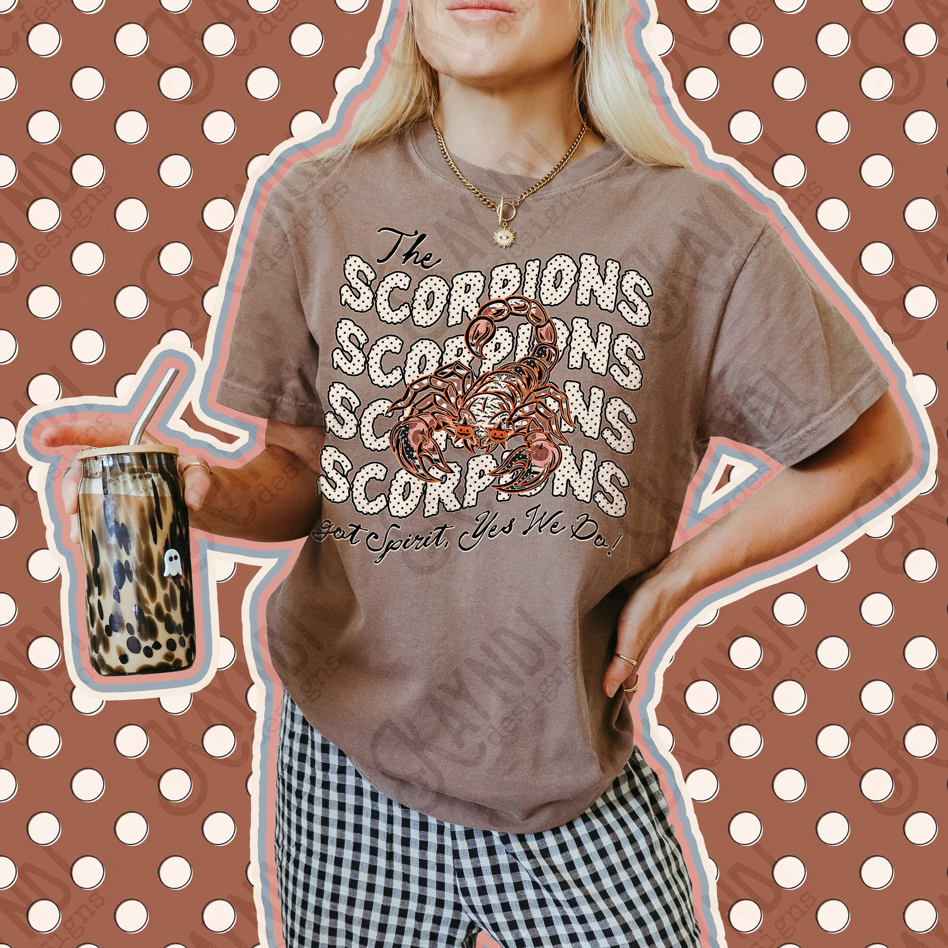 Patchwork Pumpkin Spirit Mascots Scorpions design