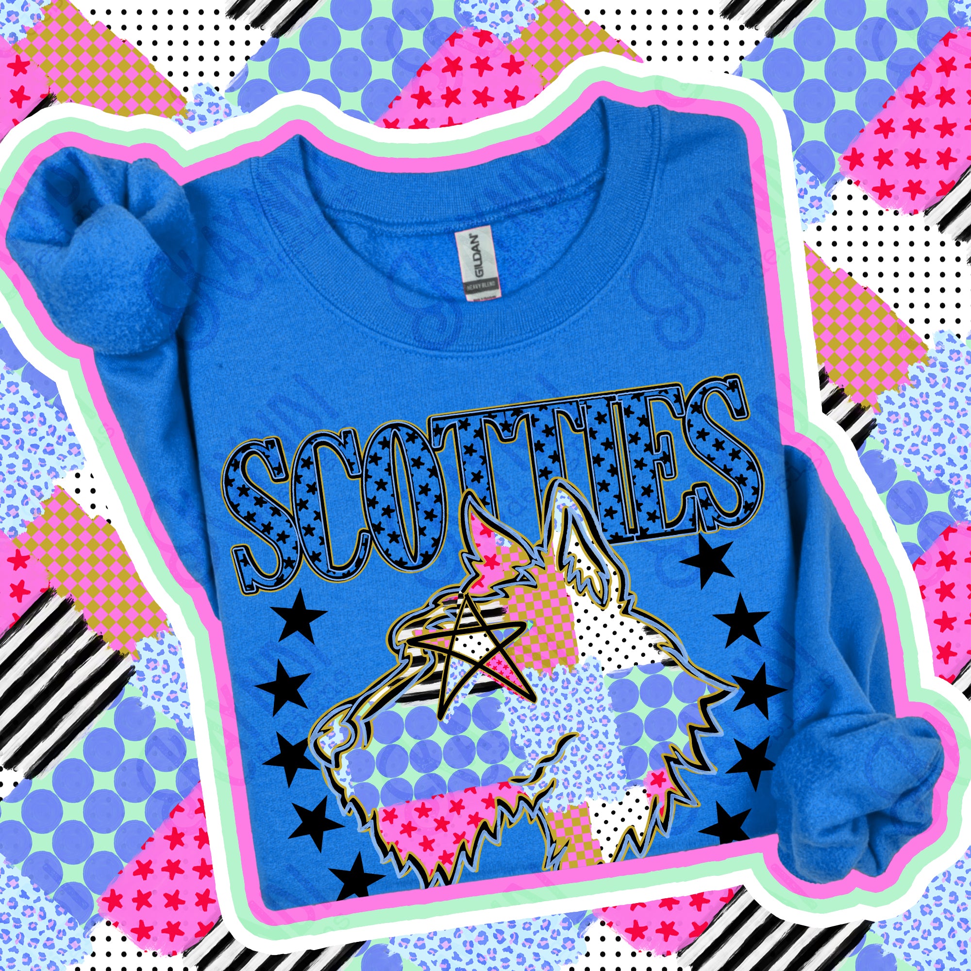 Patchwork Varsity Stars Mascots Scotties 2 design