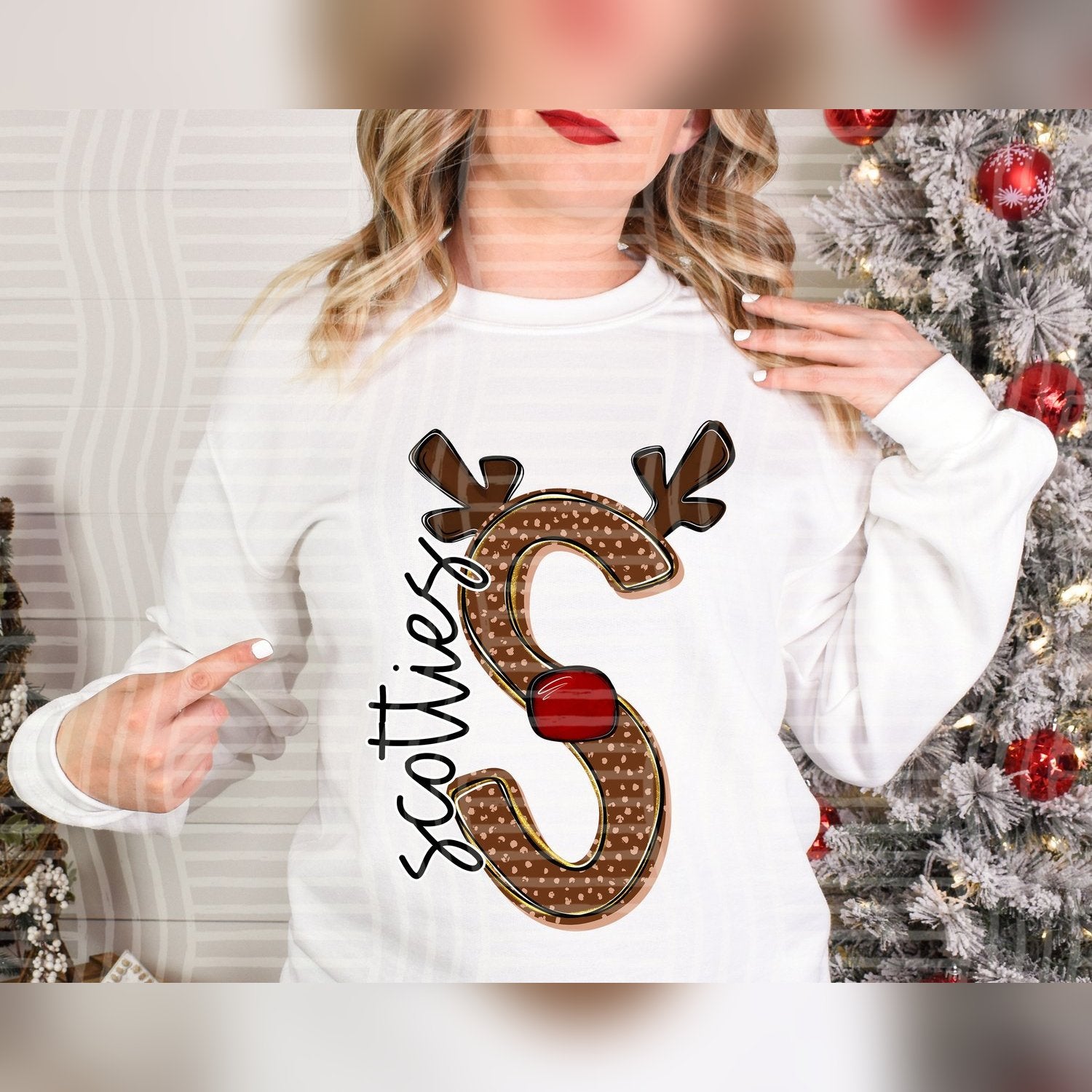 Deer Antler Initial Mascots Scotties design