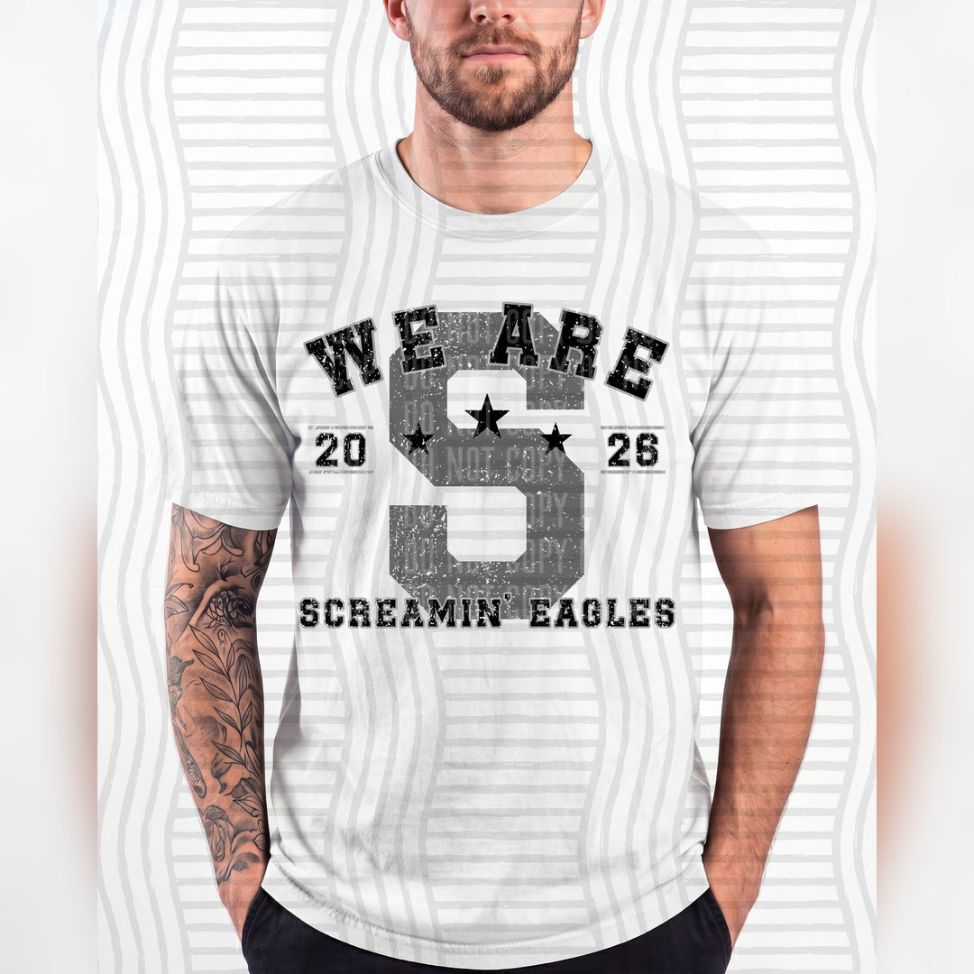 Screamin' Eagles Varsity Initials Mascots DTF transfer