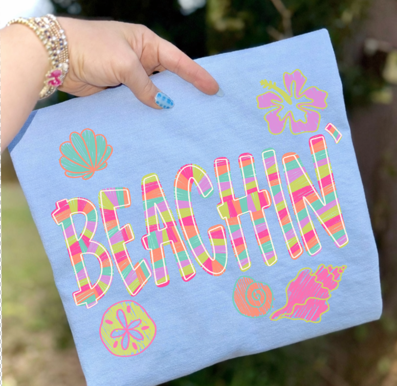 Beachin summer DTF transfer design