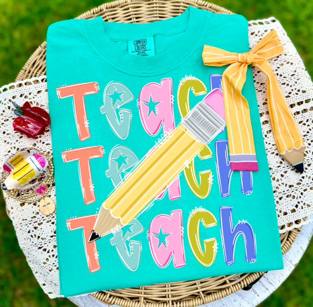 Teach No Glitter back to school DTF transfer design