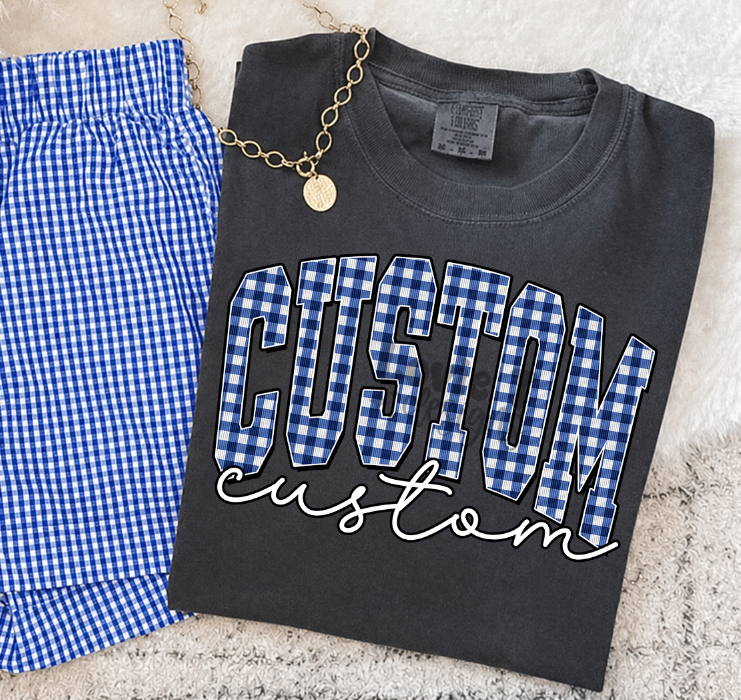 Custom Varsity Gingham DTF transfer design