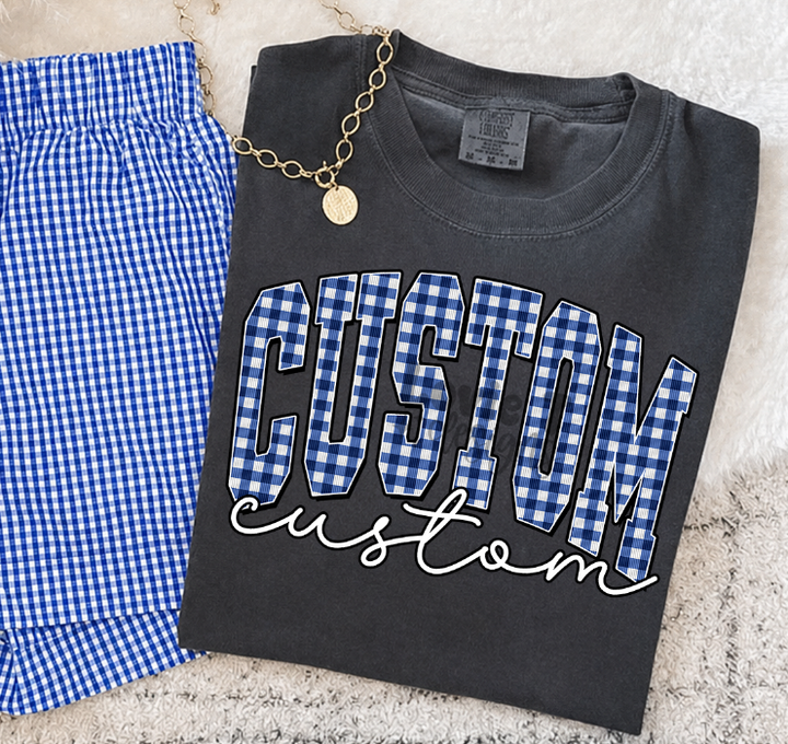 Custom Varsity Gingham DTF transfer design