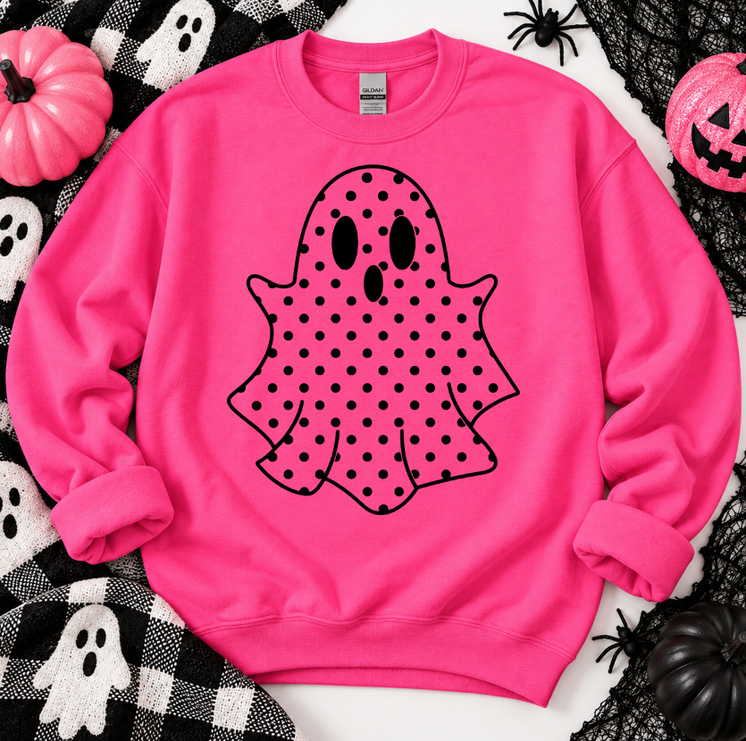Polka Dot Transparent Ghost Halloween DTF transfer mockup