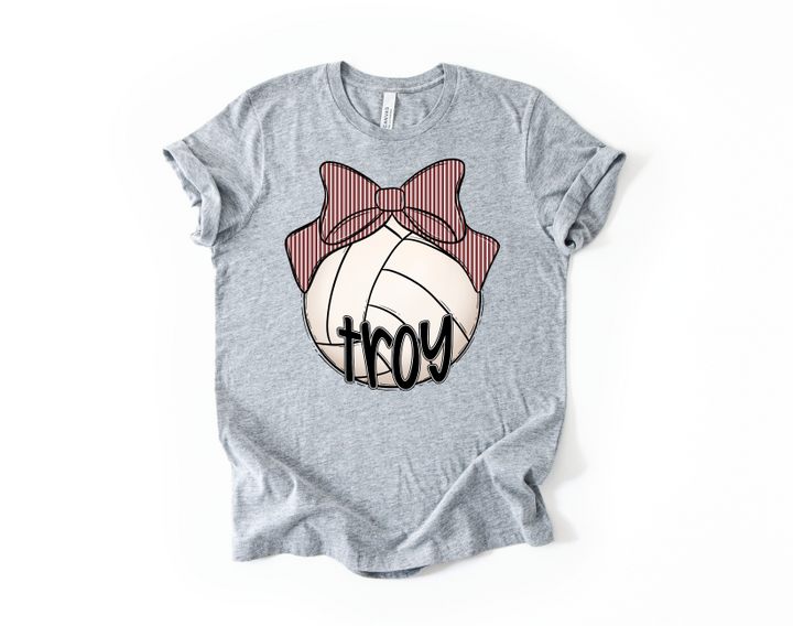 SPORT BOW VOLLEYBALL MAROON SEERSUCKER TROY