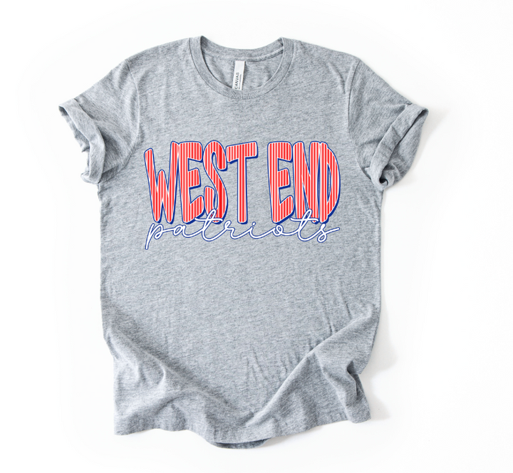 CUSTOM SEERSUCKER WEST END PATRIOTS RED PAPER ROYAL BLUE OUTLINE