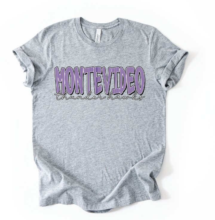 CUSTOM SEERSUCKER WORD MONTEVIDEO THUNDER HAWKS PURPLE