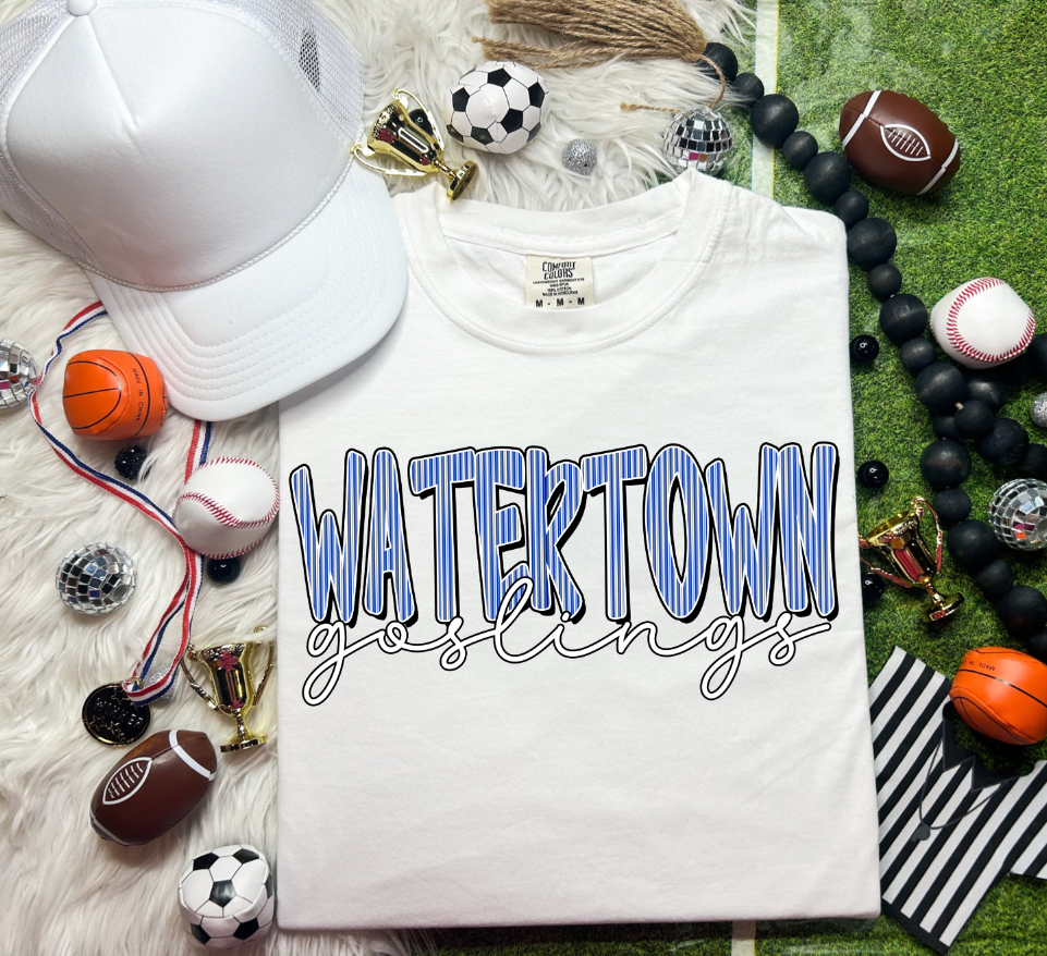 CUSTOM SEERSUCKER WORD WATERTOWN GOSLINGS ROYAL