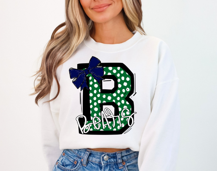 SO SPORTY KELLY GREEN DOTS B BEARS WITH NAVY BOW