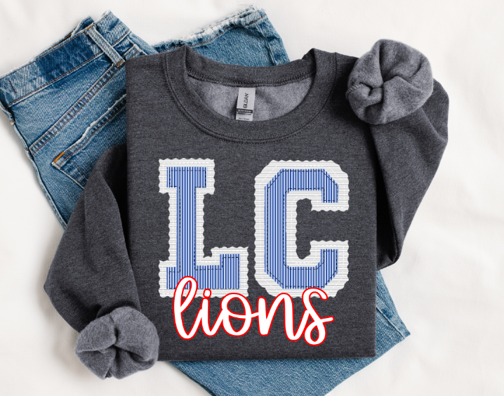 TWO INITIALS PREPSTER LC WHITE BASE ROYAL TOP LIONS RED