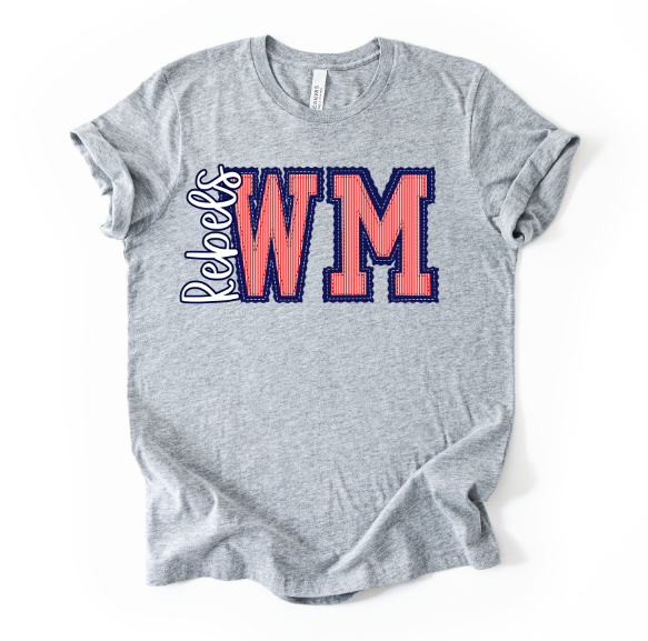 TWO INITIALS PREPSTER WM REBELS NAVY BASE RED TOP ON SIDE