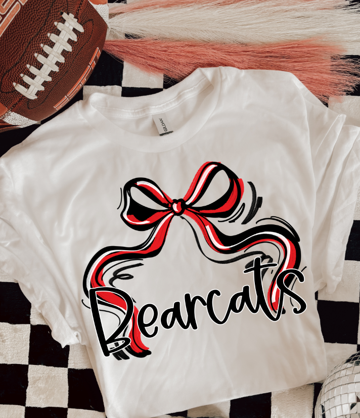 RIBBON SPORTS BOW RED BLACK BEARCATS