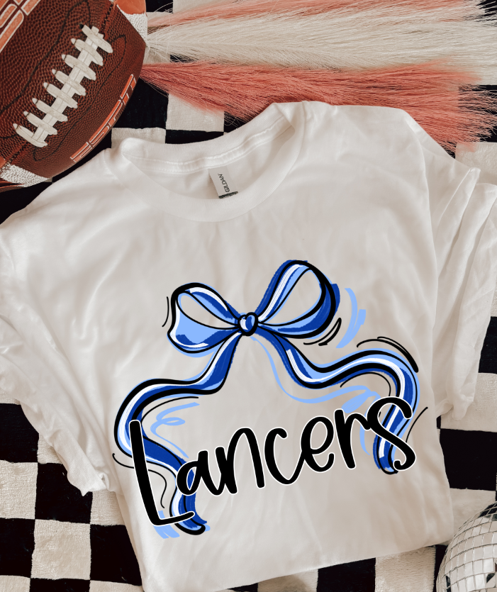 RIBBON SPORTS BOW NAVY AND COLUMBIA BLUE LANCERS