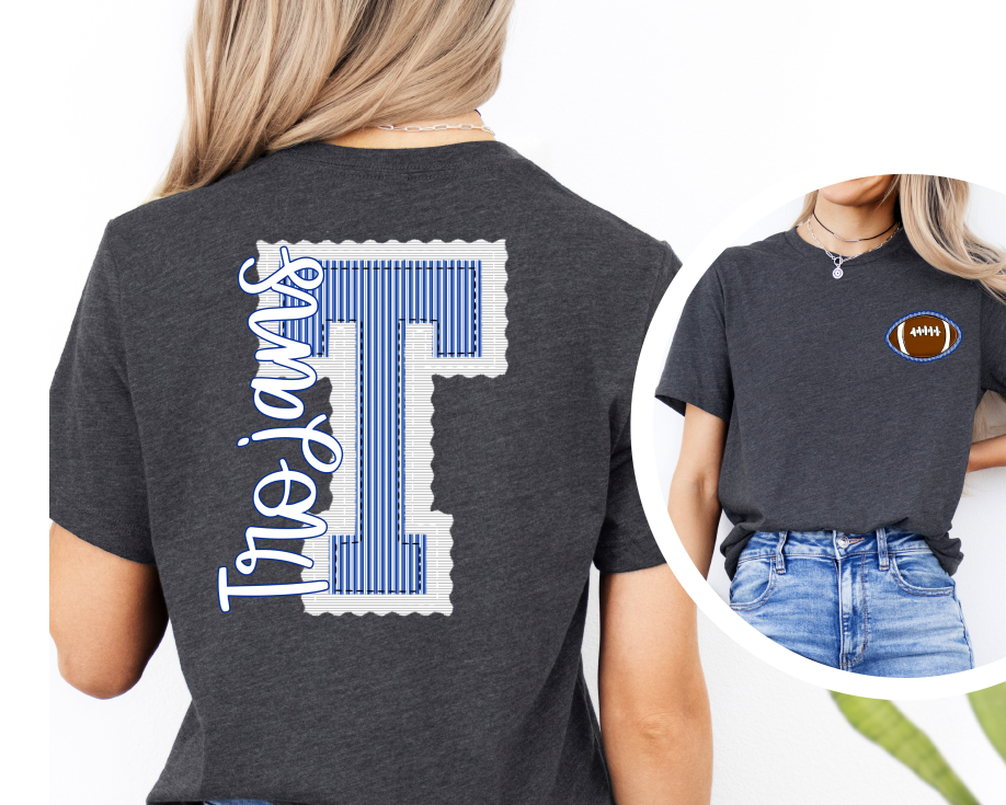Prepster White Base Royal Top T Trojans DTF transfer design – image 1