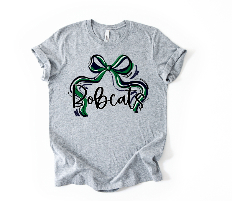 RIBBON SPORTS BOWS KELLY GREEN AND BLACK BOBCATS