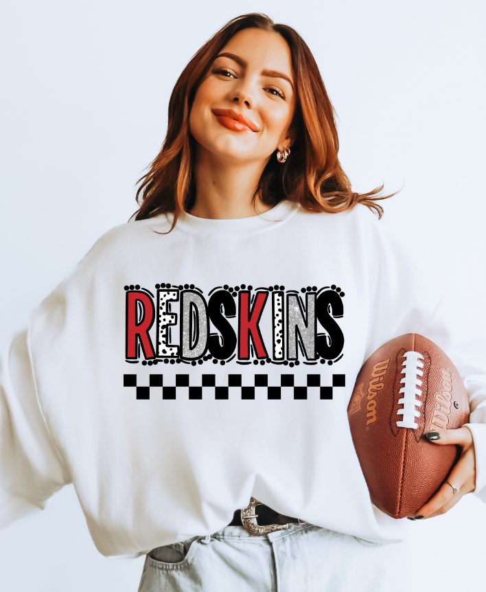 REDSKINS RED AND LIGHT SILVER DOODLE DOT MASCOT