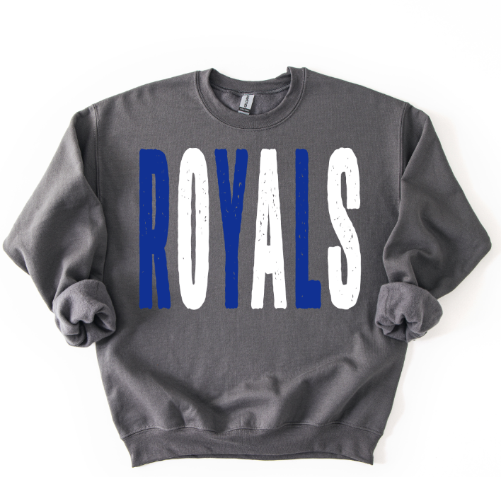 ROYALS ROYAL BLUE AND WHITE GRUNGE MASCOT   REGULAR SIZES SB