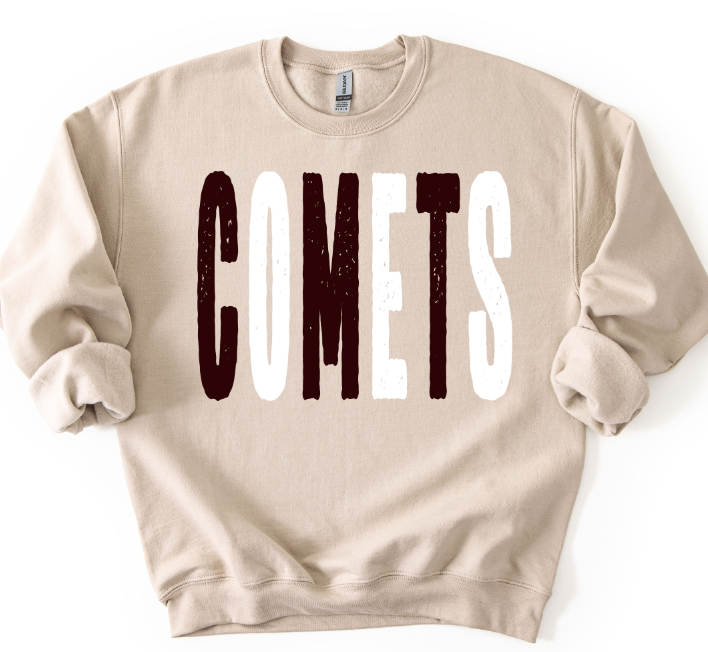 COMETS MAROON AND WHITE GRUNGE MASCOT